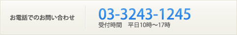 お電話でのお問い合わせ 03-3243-1245 受付時間　平日10時～17時